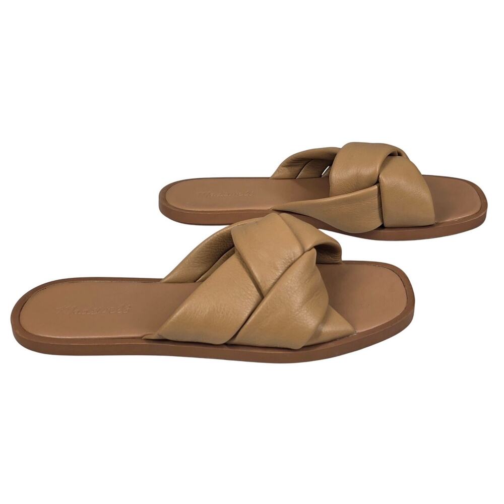 MADEWELL WOMENS JAYNA BRAIDED TAN LEATHER SLIDE SANDAL SIZE 9.5 ITEM ND963